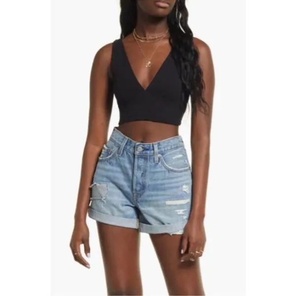 NWOT BP. V NECK Black Ribbed CROP TANK XL MSRP $25 - Image 2