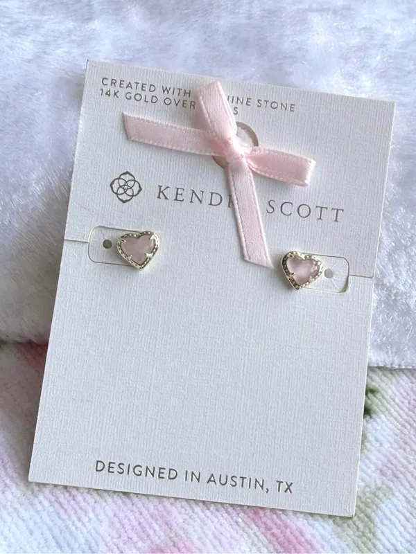 Kendra Scott Anna 14K Gold Over Brass Stud Earrings - Rose Quartz - Image 4