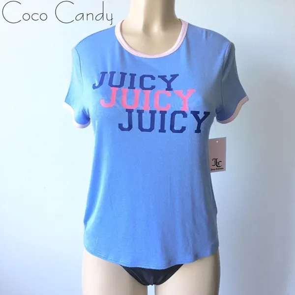 🆕Juicy Couture Logo Blue Short Sleeve Shirt - Image 4