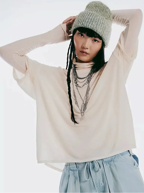Free People We The Free Peppermint Tee in Oatmeal Cashmere NWT Size Large - Image 10