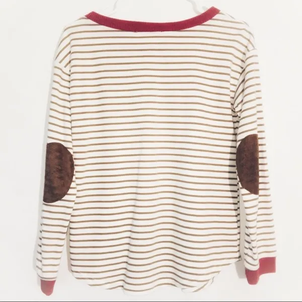 Striped Sweater with Elbow Patches White Size M - Image 4