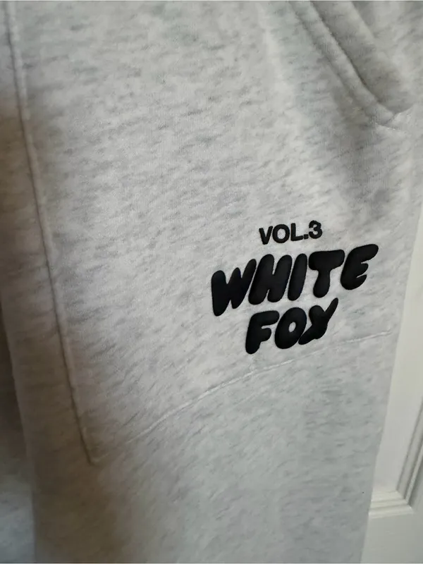 White Fox Women’s Gray Logo Jogger Sweatpants Small - Image 2