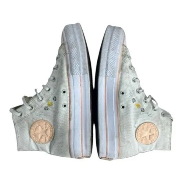 Converse Chuck Taylor All Star Lift High White Sun & Cloud Embroidered Shoes 9 - Image 4