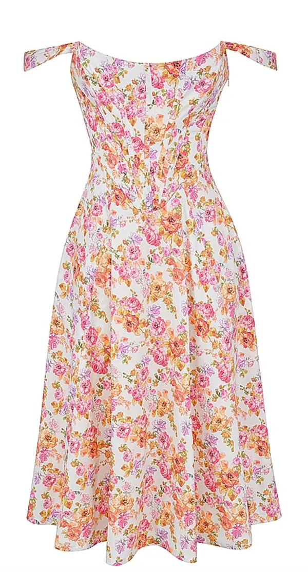 House Of CB Saria Ivory Print Floral Midi Sundress size M - Image 3
