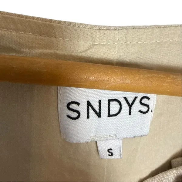 SNDYS Revolve Allegra Cream Natural Linen Button Front Fitted Mini Dress Small - Image 6