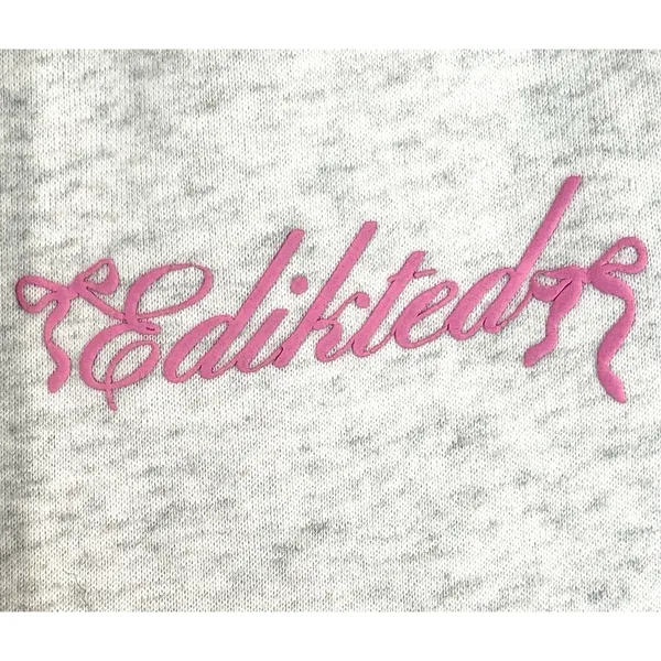 Edikted Women’s XS Gray Pink Logo Sweatpants Fleece Joggers Baggy Y2K Lounge - Image 4