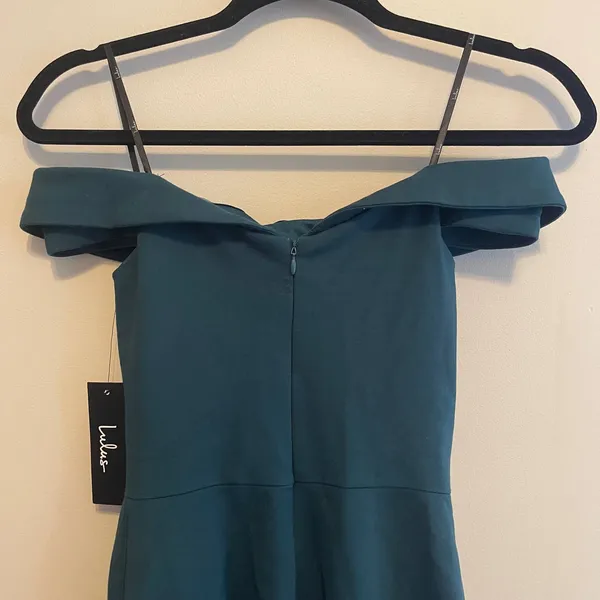 Lulu's Season of Fun Forest Green Off-the-Shoulder Skater Dress Size XS NEW - Image 8
