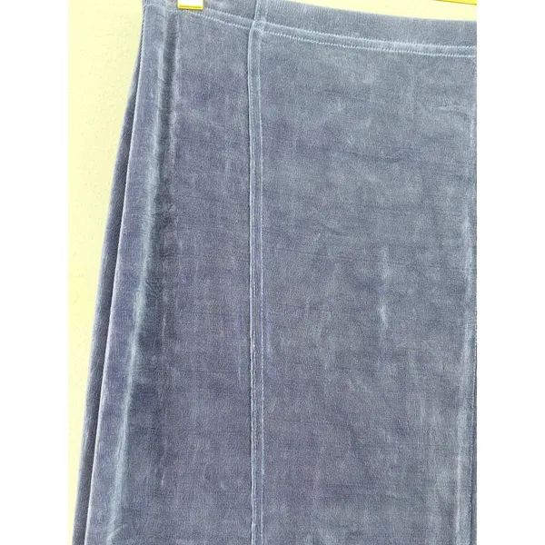 Vintage Poorboy Maxi Skirt Blue Ribbed Knit Back Slit S - Image 8