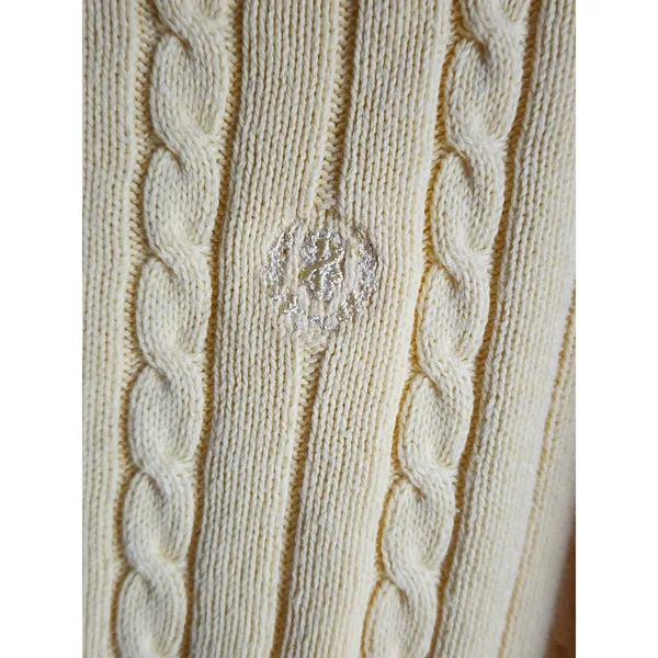 IZOD Women's Cable Knit Yellow Crew‎ Neck Sweater, Large - Image 3