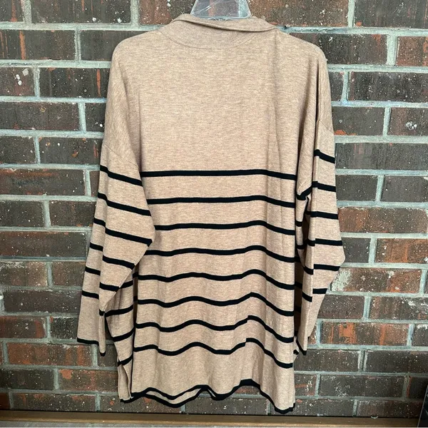 NWT Plus Size Ava & Viv Striped Quarter Zip Sweater - Image 4