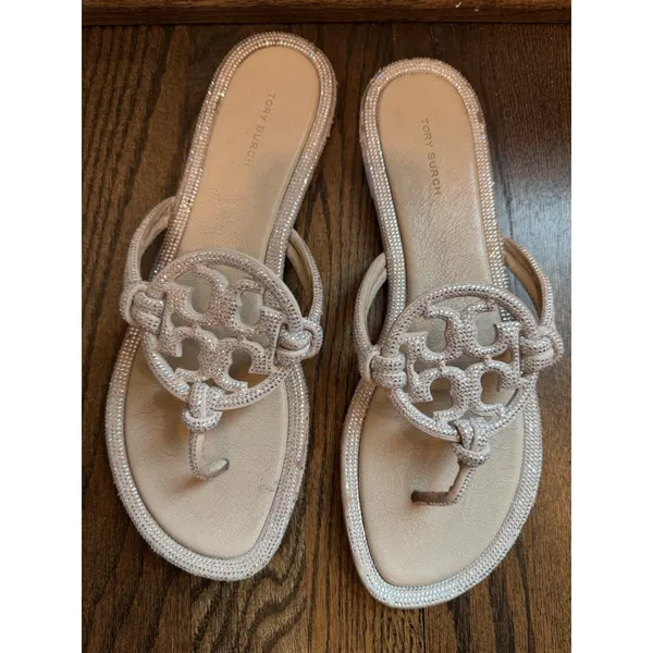 TORY BURCH Women's Miller Knotted Pave Sandal Sz 10 - Image 3