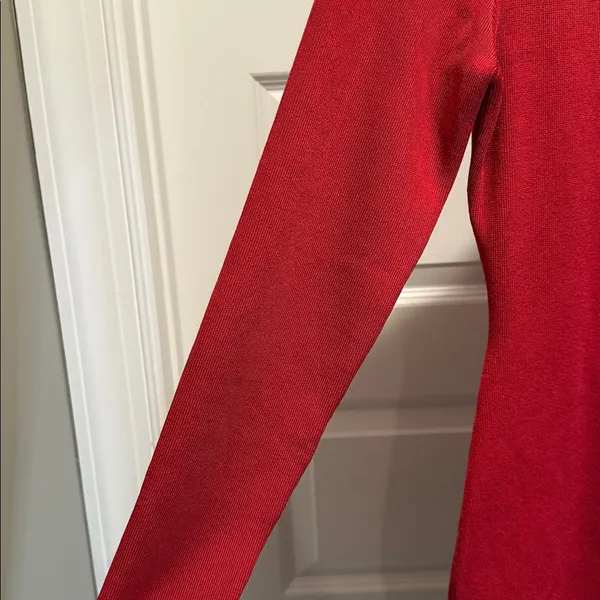 Guess Red Mock Neck Sweater Dress‎ Size M NWT Bodycon Ribbed Knit Chic - Image 2