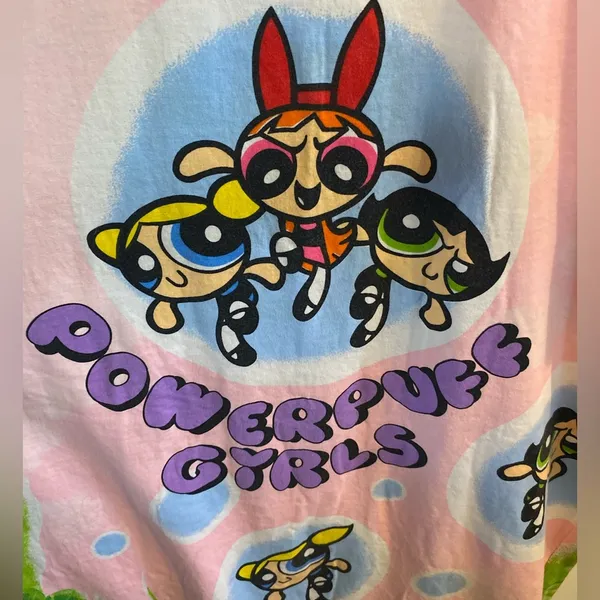 Powerpuff Girls Pink lady Vintage 90s Cotton T-shirt dress Graphic Tee Dress - Image 10