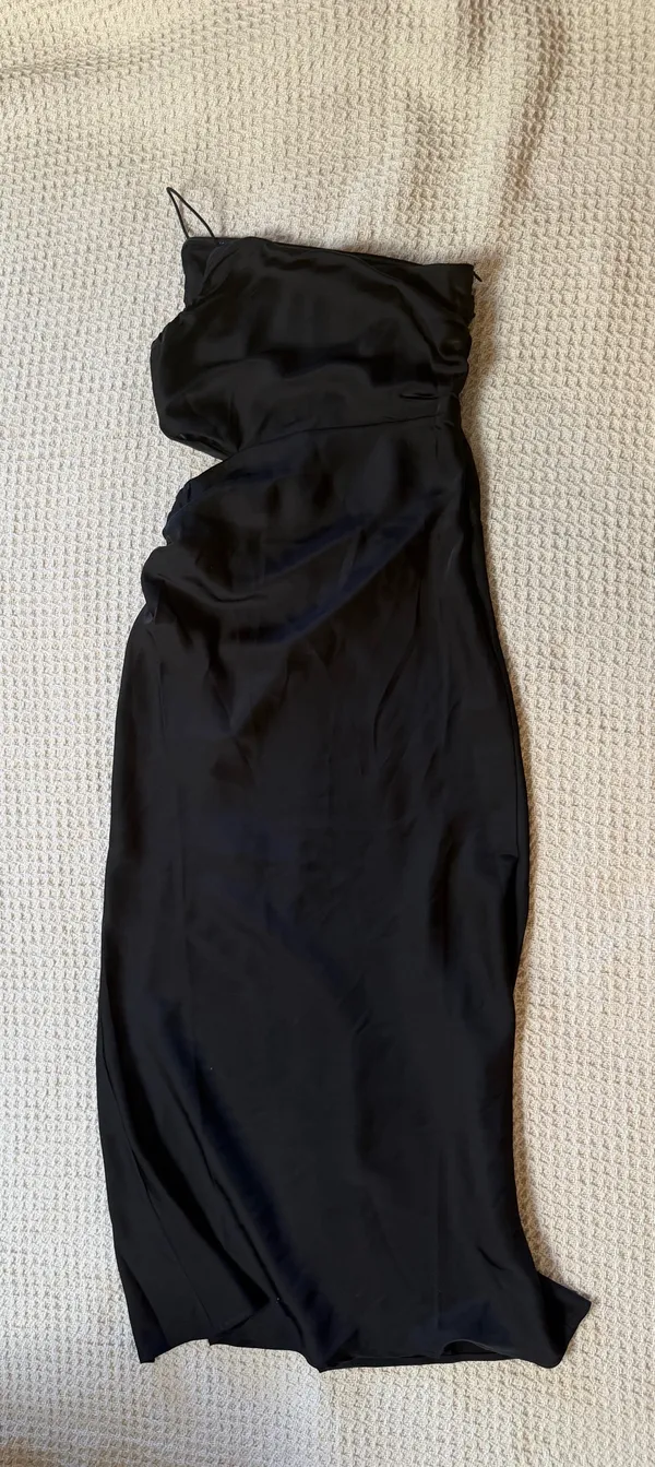 Hello Molly Dress Maxi Black Satin - Image 3