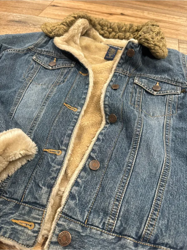 ABERCROMBIE Vintage 2000s Western Faux Fur Lined Cotton Denim Jacket | Sz Medium - Image 4