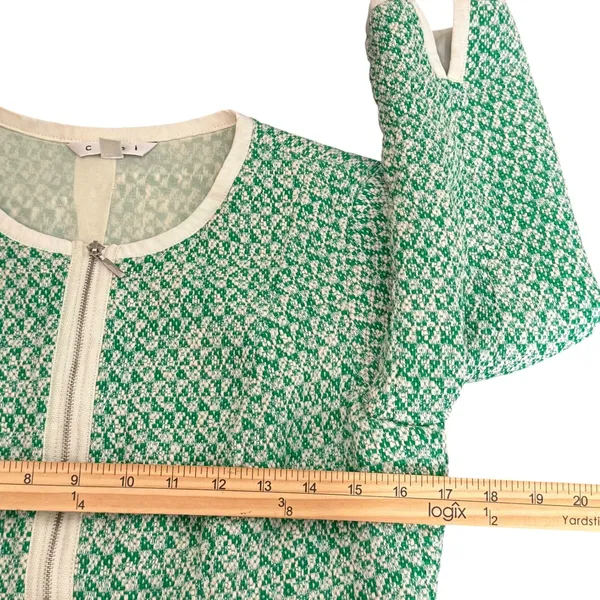 Cabi Woven Knit Full Zip Cardigan‎ Green Sweater Womens 4 Office Career Preppy - Image 13