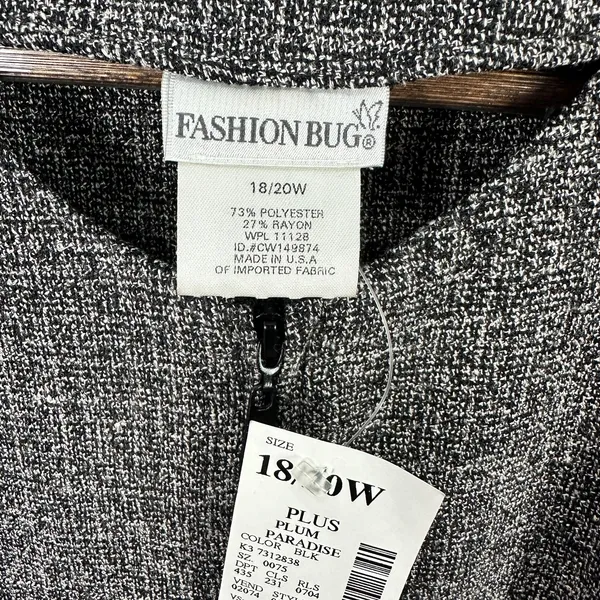 Fashion Bug 18/20W Tweed Fringe Jacket Black Quiet Luxury Office‎ Old Money 90s - Image 2