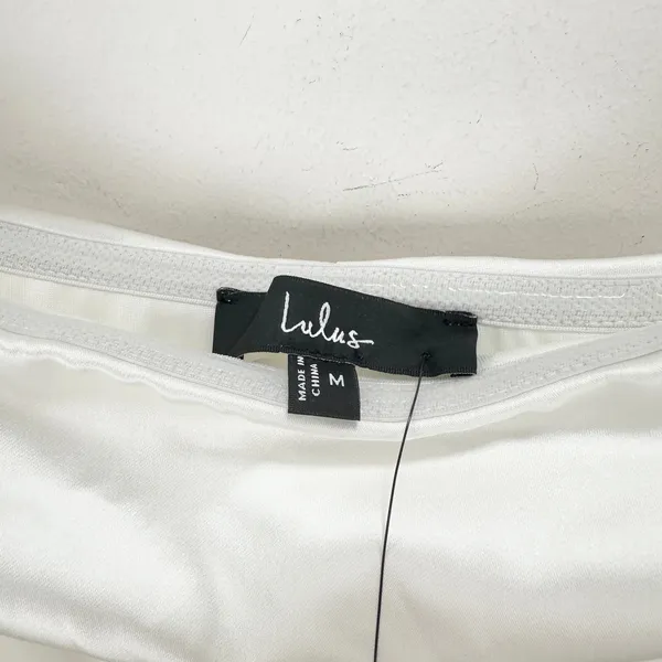 Lulus Luxurious Vision White Satin Off-the-Shoulder Mini Dress Party Medium NWT - Image 8