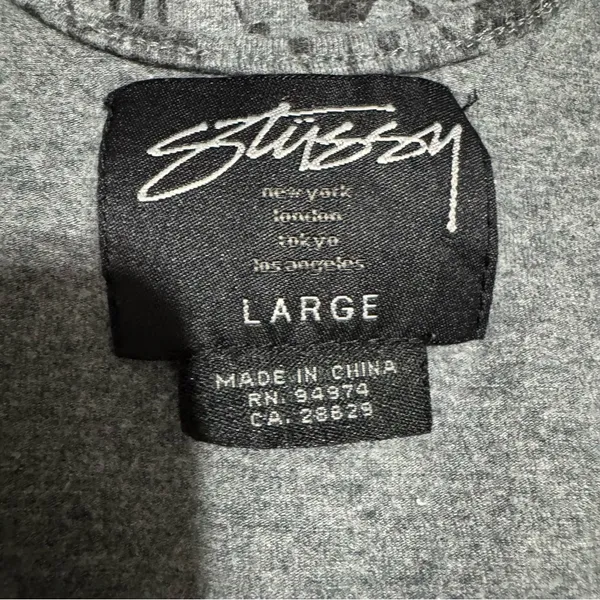 Stüssy Women Gray Crown Pattern Crop Sport Athletic Bra Size L‎ - Image 9
