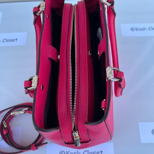 Kate Spade New York Bright Rose Leila Medium Triple Compartment Satchel Purse - Image 8