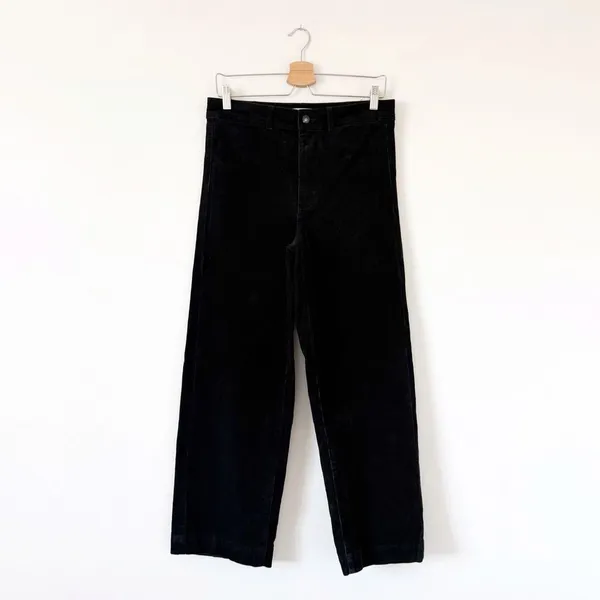 Everlane The Corduroy Wide-Leg Pants High Rise in Black Pockets Size 10 - Image 2