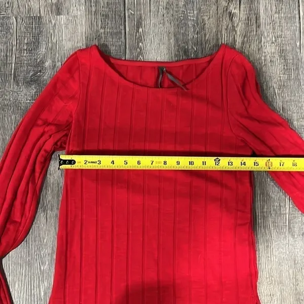 Anthropologie Ribbed Slide Slit Tunic Red New NWOT - Small - Image 7