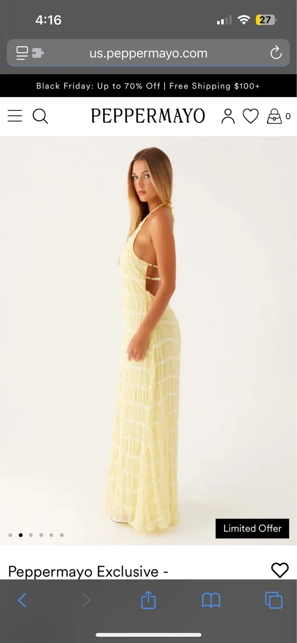 Aullie Maxi Dress - Yellow - Image 2
