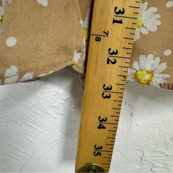 Lulus Tan Daisy Print Mini Summer Dress Mini Womens XS Casual Button Down Spring - Image 10