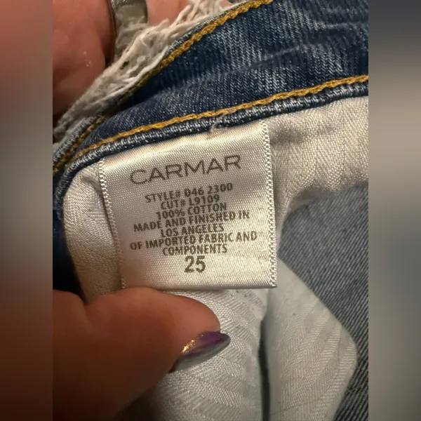 Carmar Frayed Waist High Rise Mom Jeans Size 25 - Image 7