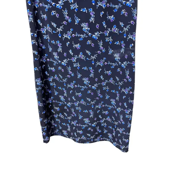 Vintage Los Angeles‎ Gal Navy Floral Print V neck Sleeveless Knee Length Dress 6 - Image 3