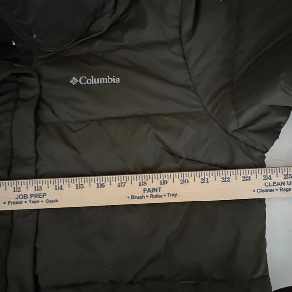 Columbia Sportswear Olive Green Puffer Jacket Faux Fur Removable Hood Womens XL - Image 7