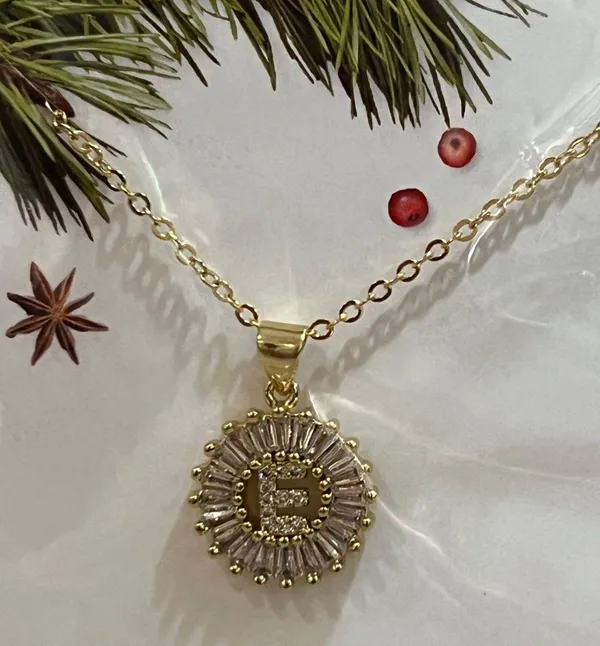 Nordstrom NWT Letter E - Mini Pave Alphabet Pendant Gold Necklace - Image 2