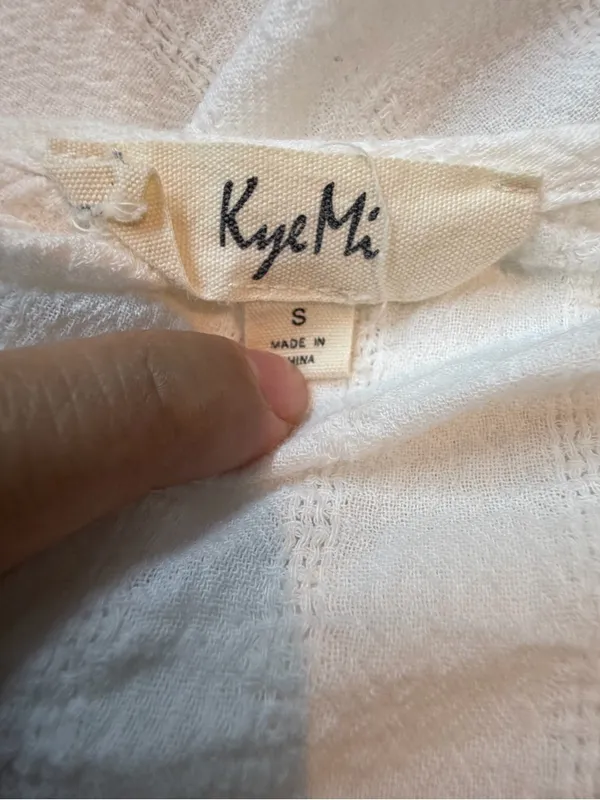 Kye Mi White Embroidered Cotton Peasant Blouse Tassel Top Size Small - Image 7