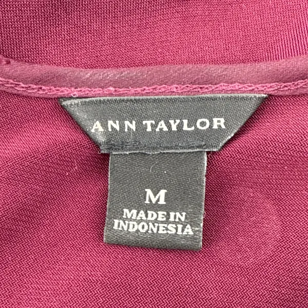 Ann Taylor Womens Medium Burgundy Velvet Polka Dot 3/4‎ Sleeve Blouse Back Zip - Image 5