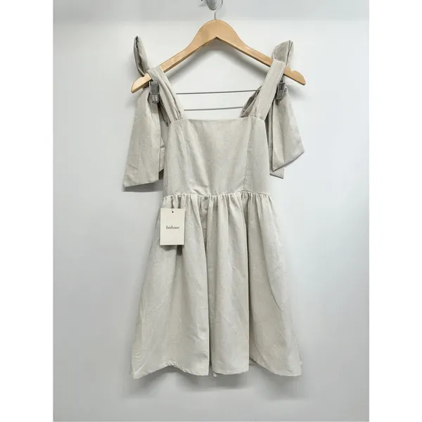 MIOU MUSE Dress‎ Size Small Bow Tie A-Line Mini Linen Blend New - Image 2