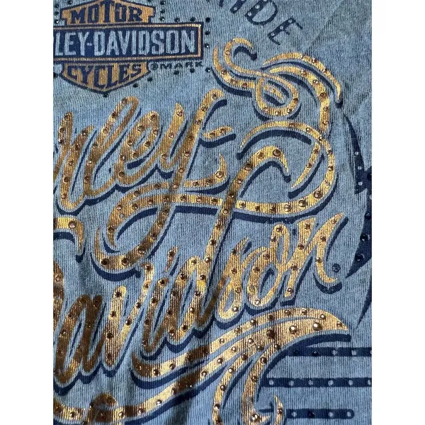 Harley-Davidson Women's Embellished Tank Top XL Gray Motorcycle Theme - Image 5