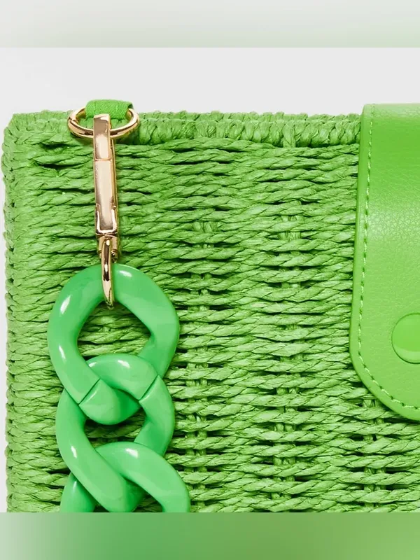 a new day Bright Green Wicker Basket Shoulder Bag & Crossbody, NWT - Image 3