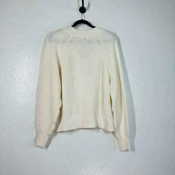 NWT L Cream V-neck sweater A New Day chunky ribbed knit pullover oversized - Image 7