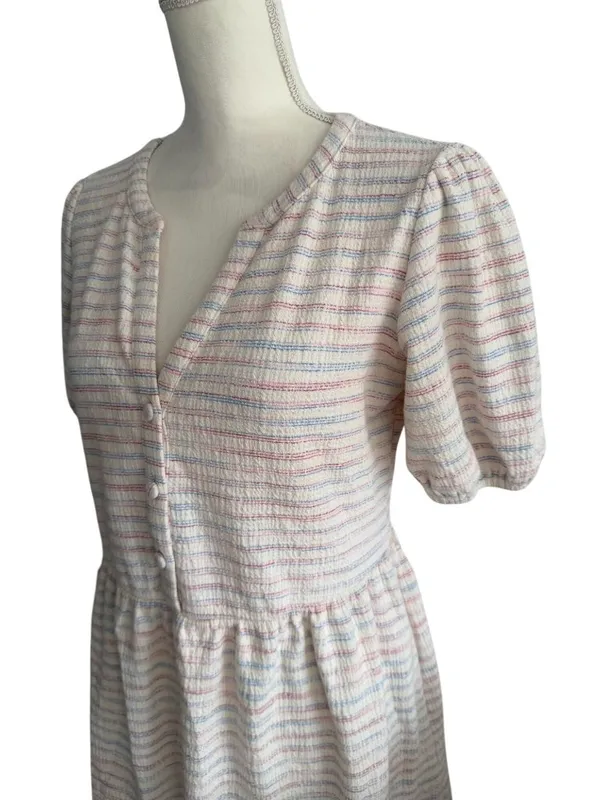ANN TAYLOR LOFT Multicolor Striped Button Dress Size Small - Image 2
