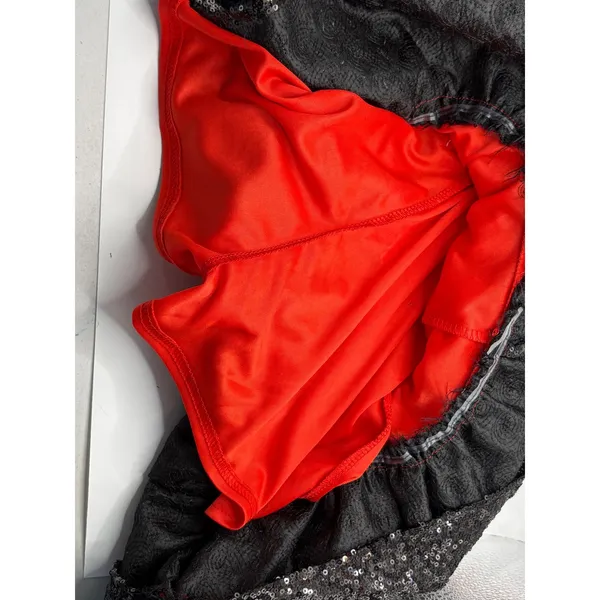 Fantastic Fawn Sequin‎ Tiered Mini Skirt Shorts Red Black Game Day Football NWT - Image 11