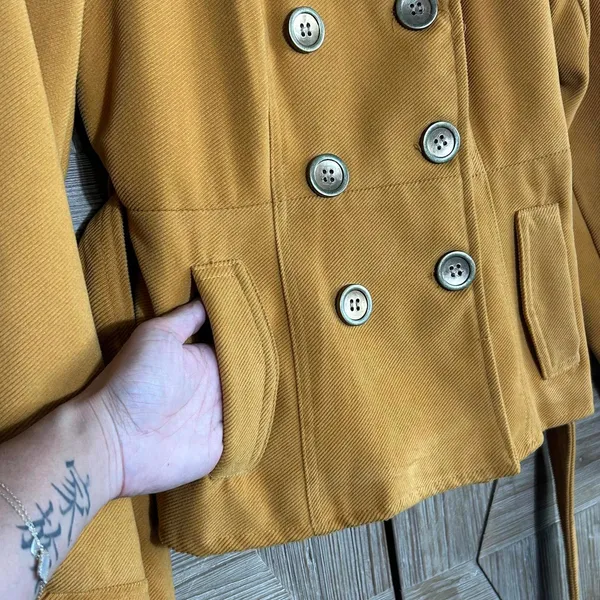 Paris Blues Women's Mustard Yellow Double Breasted Wool Coat Size M Y2K - Image 3