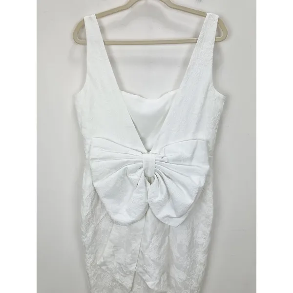 NEW Lulus Exceptional Vision White Jacquard Removable Bow Jumpsuit Bridal XL - Image 7