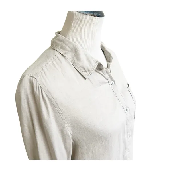 JNY Jones New York Women’s Linen Button Down Shirt Tan Sz Medium Beach Coastal - Image 6