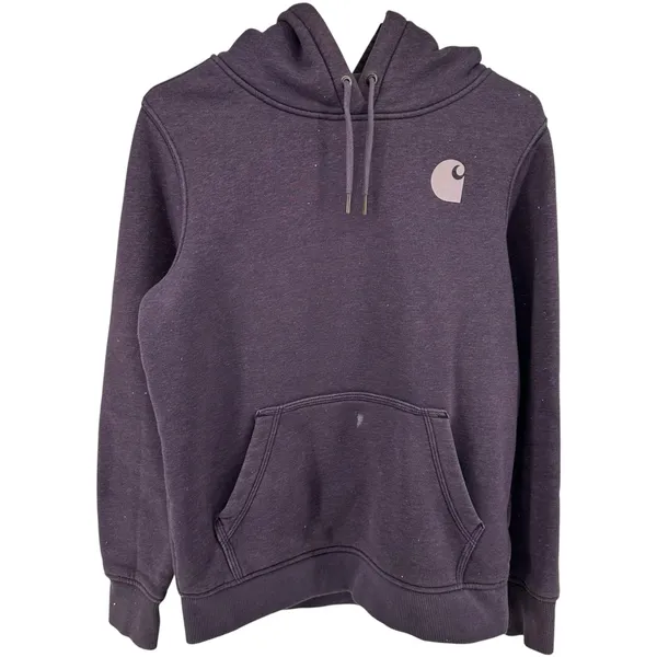 Carhartt Hoodie Relaxed Fit Heavyweight Sweatshirt Spellout Blackberry Purple S - Image 2