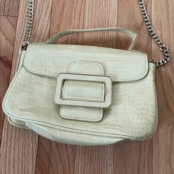 Zara Yellow Cream Mini Shoulder Bag Womens Croc Embossed Minimalist - Image 2