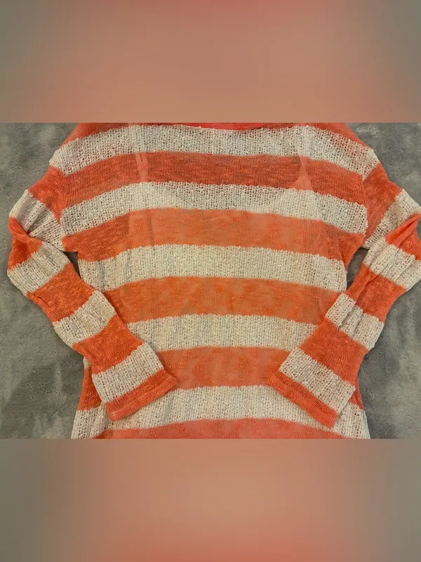 Maternity Lightweight Orange/Cream Striped Women's Knit Top by Motherhood Size S - Image 4