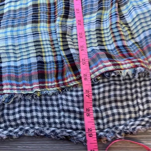Free People Come On Over Plaid Top Oversized High Low Button‎ Front Blouse Small - Image 6