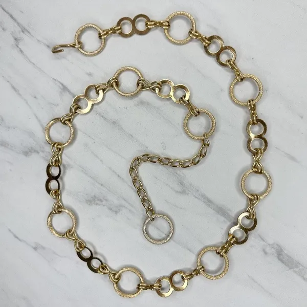 Textured Open Circle Ring Gold Tone Chain Link Belt Small (S) ✨ - Image 2