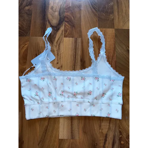 PJ Salvage lounge bra Womens‎ S White NEW Floral Pointelle Lace Trim Sleepwear - Image 4