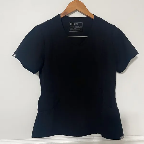 Figs • aburi black v-neck scrub top sz XS - Image 4